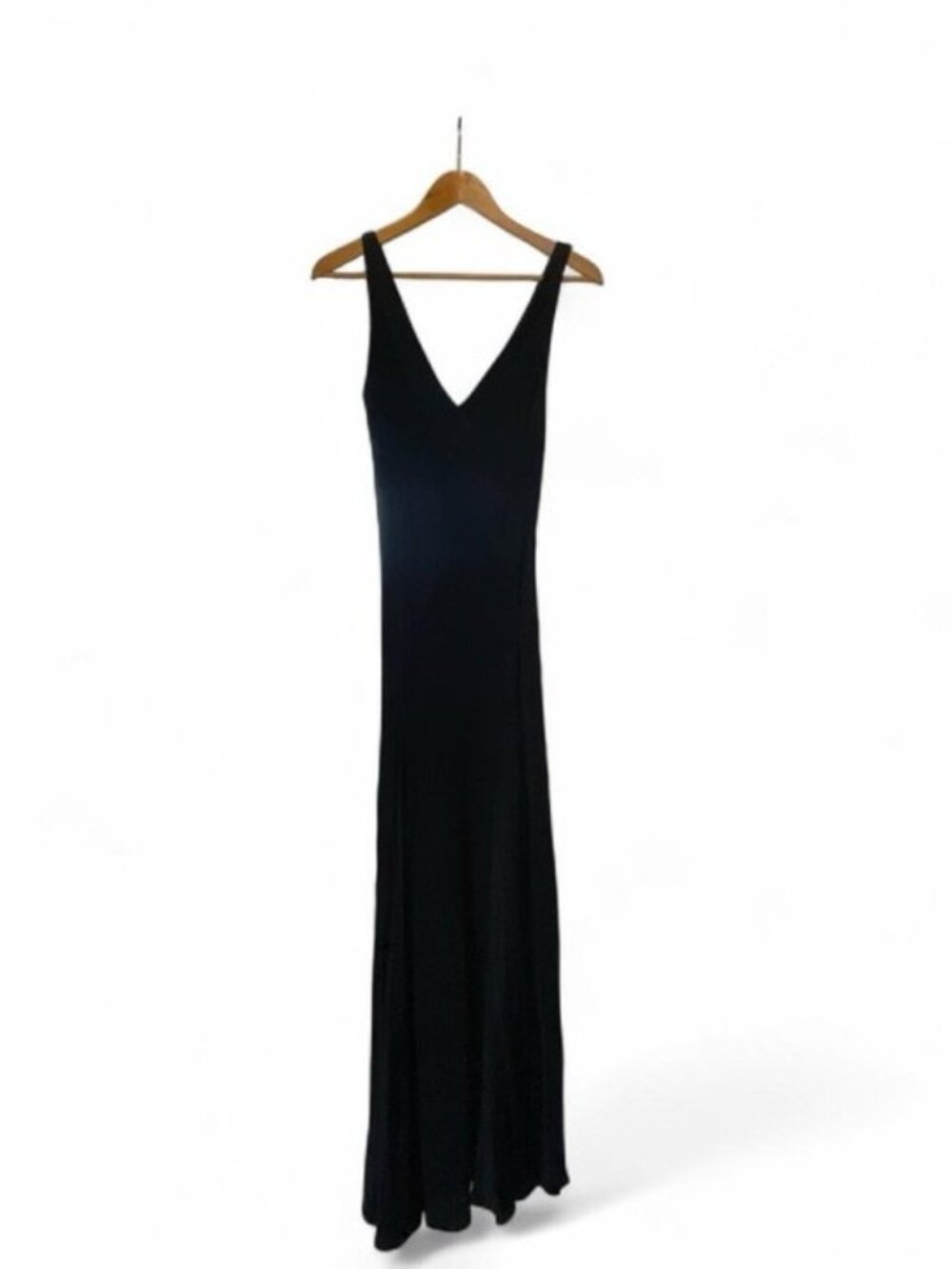 Vintage Classic Black V-Neck Maxi Slip Dress by GHOST